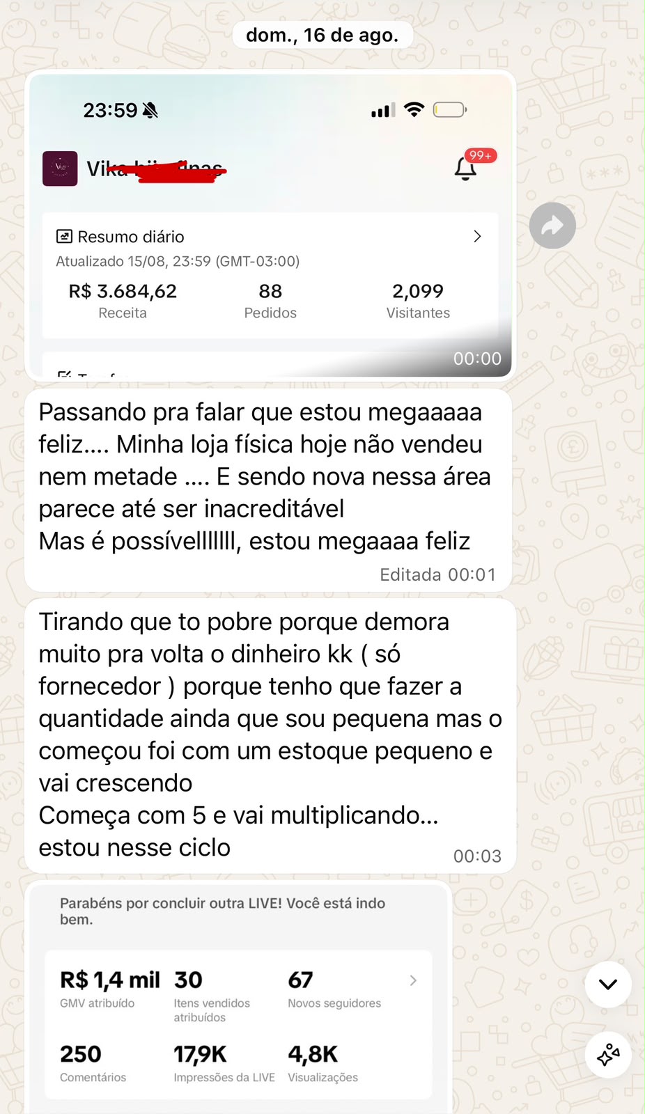Depoimento de aluna