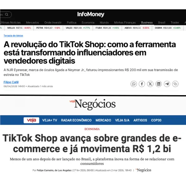 InfoMoney e Veja Negócios sobre TikTok Shop